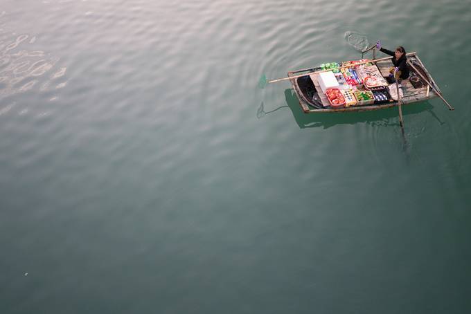 A small boat selling snacks