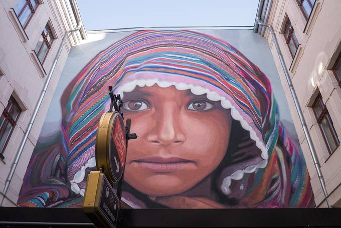 A mural of the Afghan girl