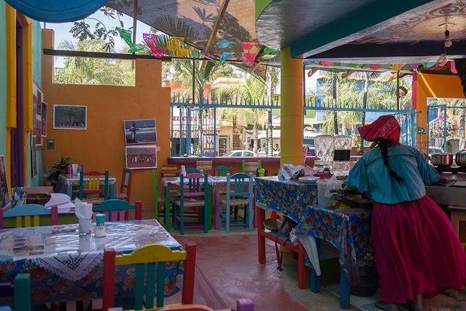 The chef preparing blue corn tortillas