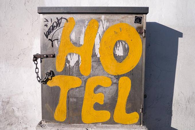 A hotel sign