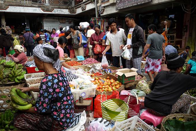 The fruit and vegetable stalls